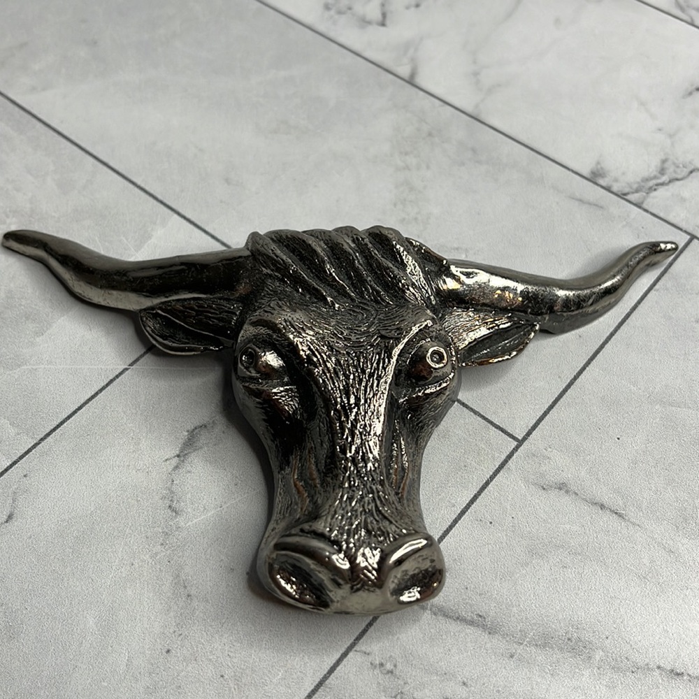 Vintage Barton Pewter Belt Buckle Long Horn